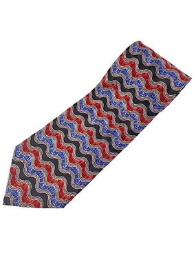 Ron Chereskin Red & Blue Wave Pattern Silk Necktie Like New